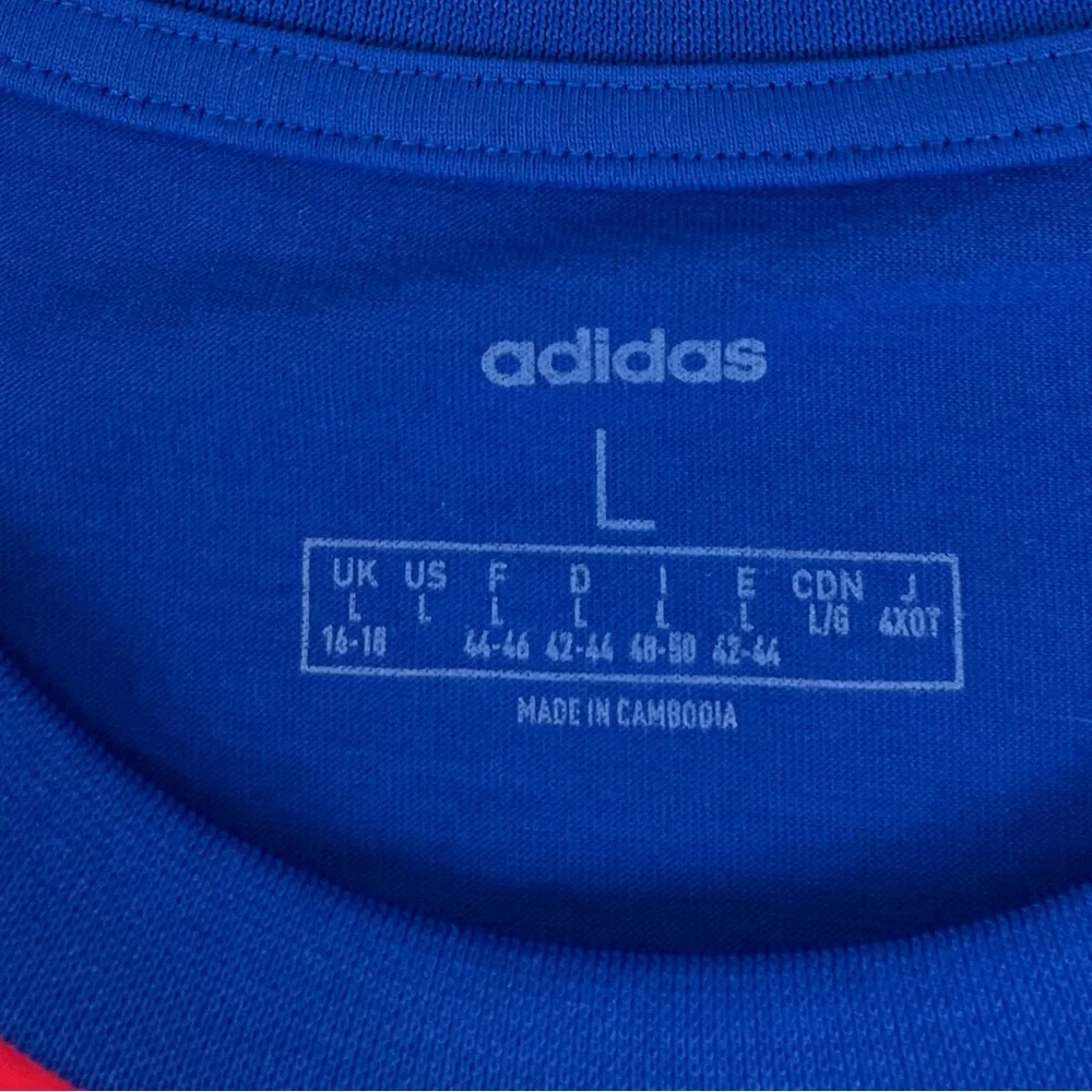 Adidas x Farm Rio Shirt Women Large Blue Tropical Short Sleeve Crop Pullover NWT - Picture 9 of 13